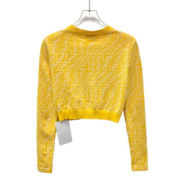 Fendi Yellow logo jacquard all-over print knit cardigan - Picture 2 of 8